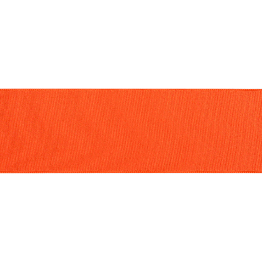 1.5" Neon Orange Double Face French Satin Ribbon Folded