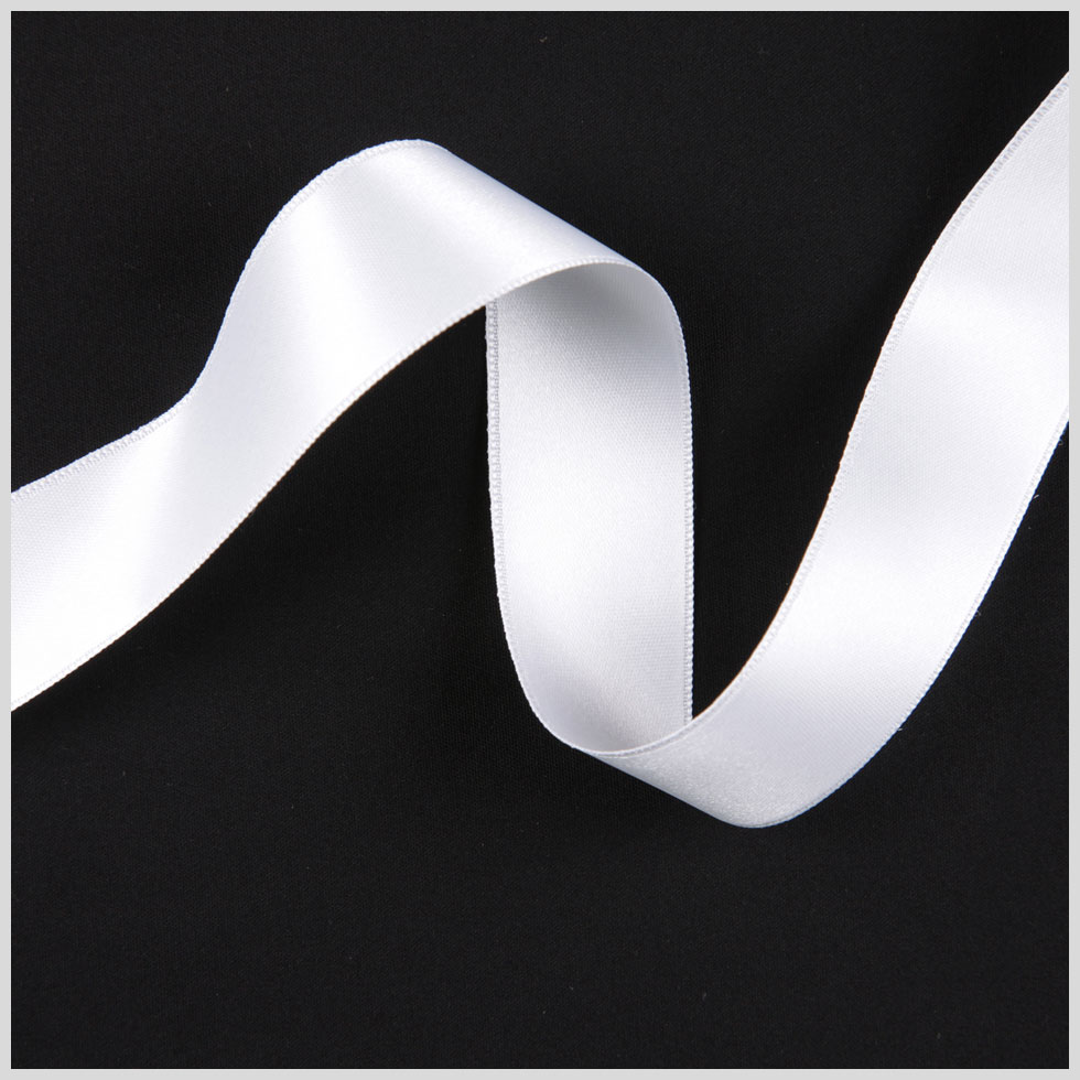 White Double Face French Satin Ribbon - 0.98