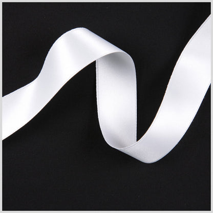 White Double Face French Satin Ribbon - 0.98