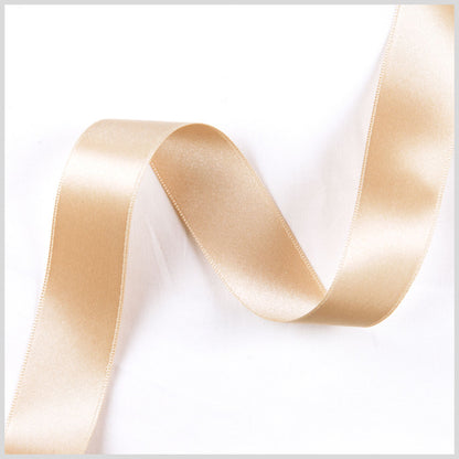 Tan Double Face French Satin Ribbon - 1"
