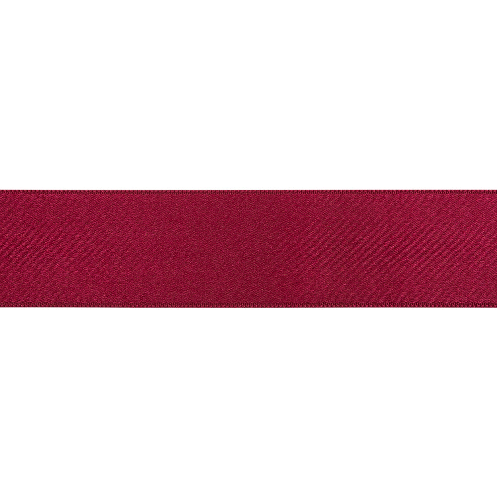 Dark Cherry Double Face French Satin Ribbon - 1" Folded