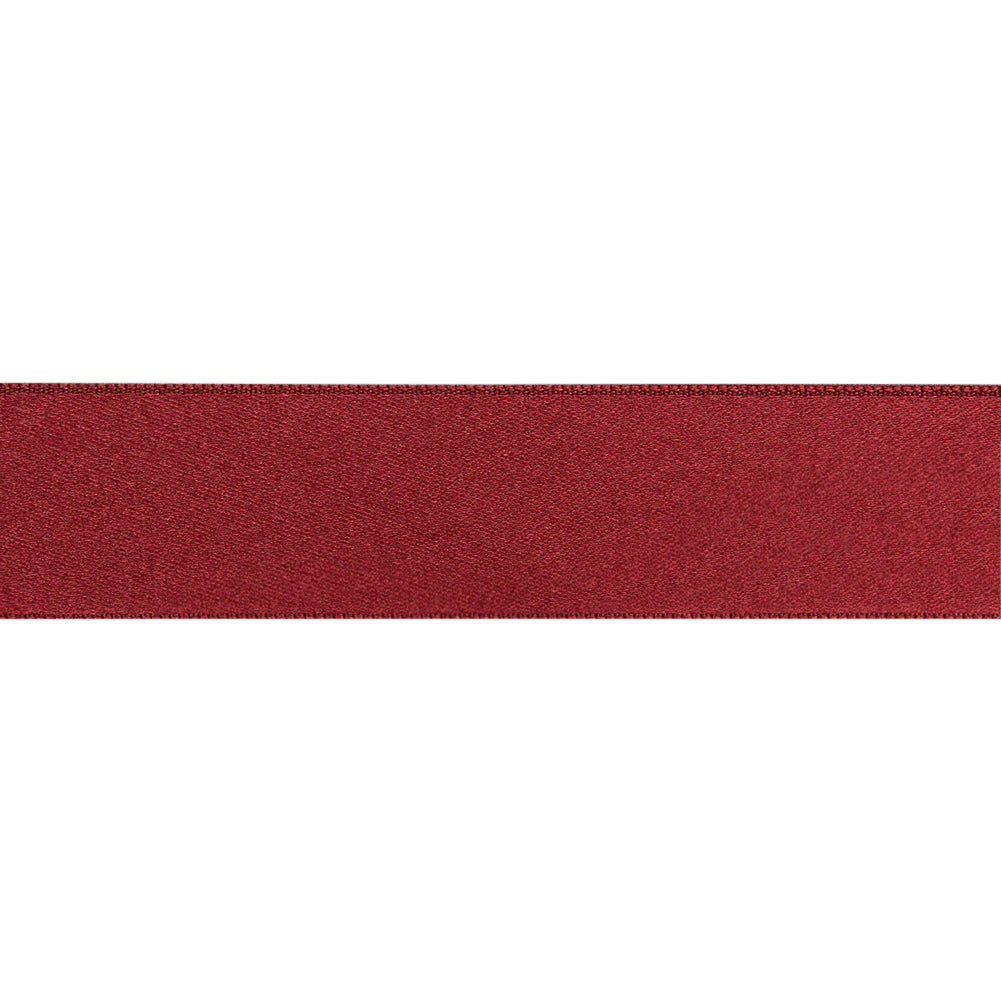 Burgundy Double Face French Satin Ribbon - 1" Folded