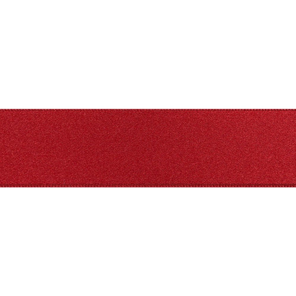 Wine Double Face French Satin Ribbon - 1" Folded