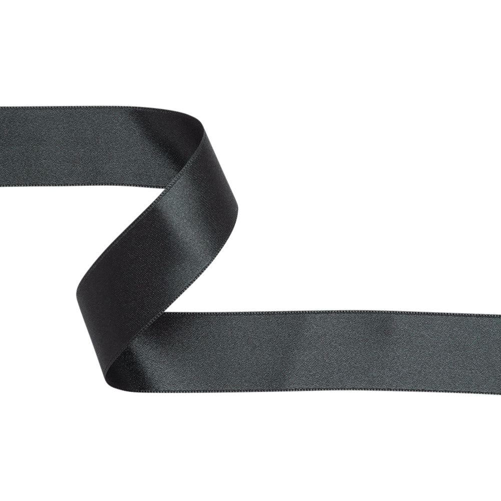 Charcoal Double Face French Satin Ribbon - 1"