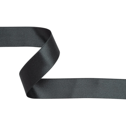 Charcoal Double Face French Satin Ribbon - 1"