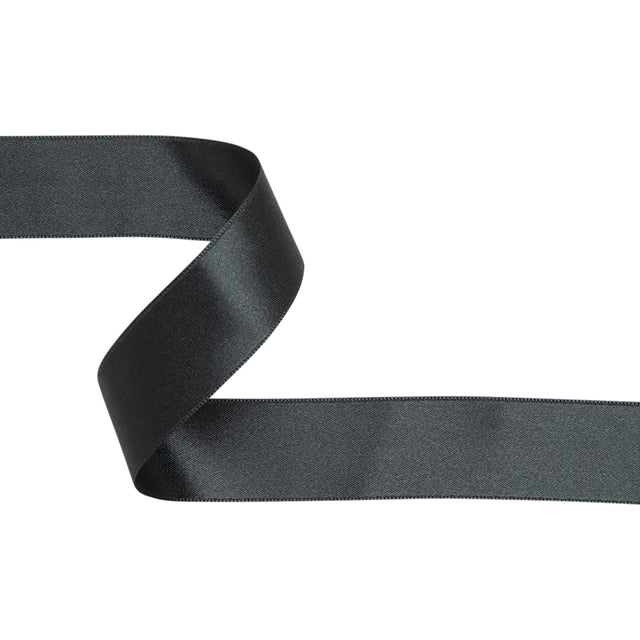 Charcoal Double Face French Satin Ribbon - 1"