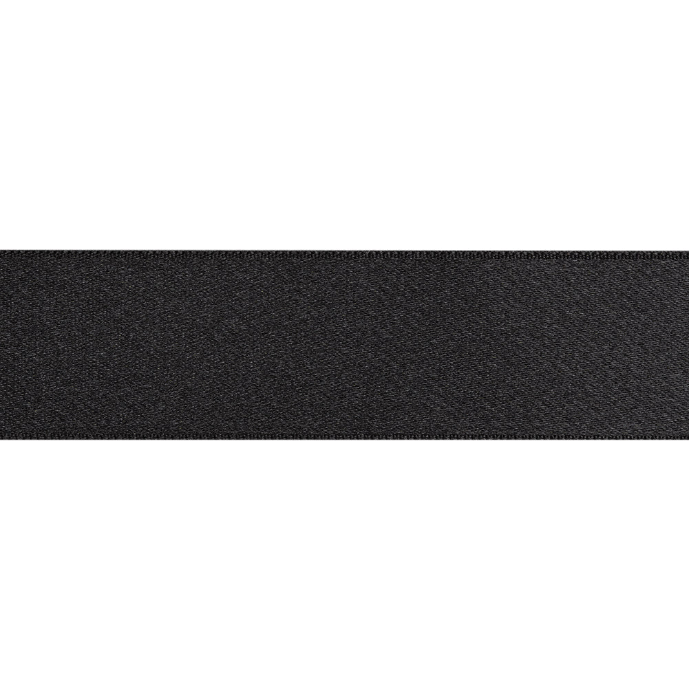 7/8" Matte Black Double Face French Satin Ribbon Folded
