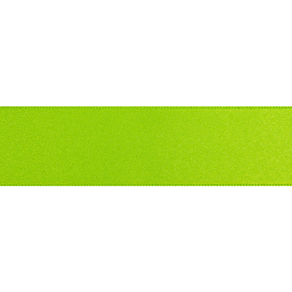 Neon Green Double Face French Satin Ribbon - 1" Folded