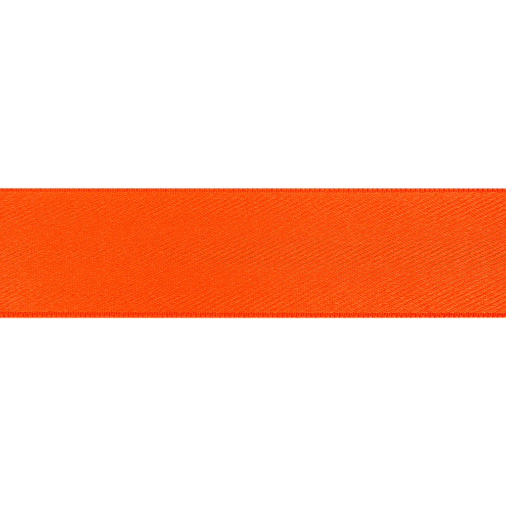 Neon Orange Double Face French Satin Ribbon - 1" Folded