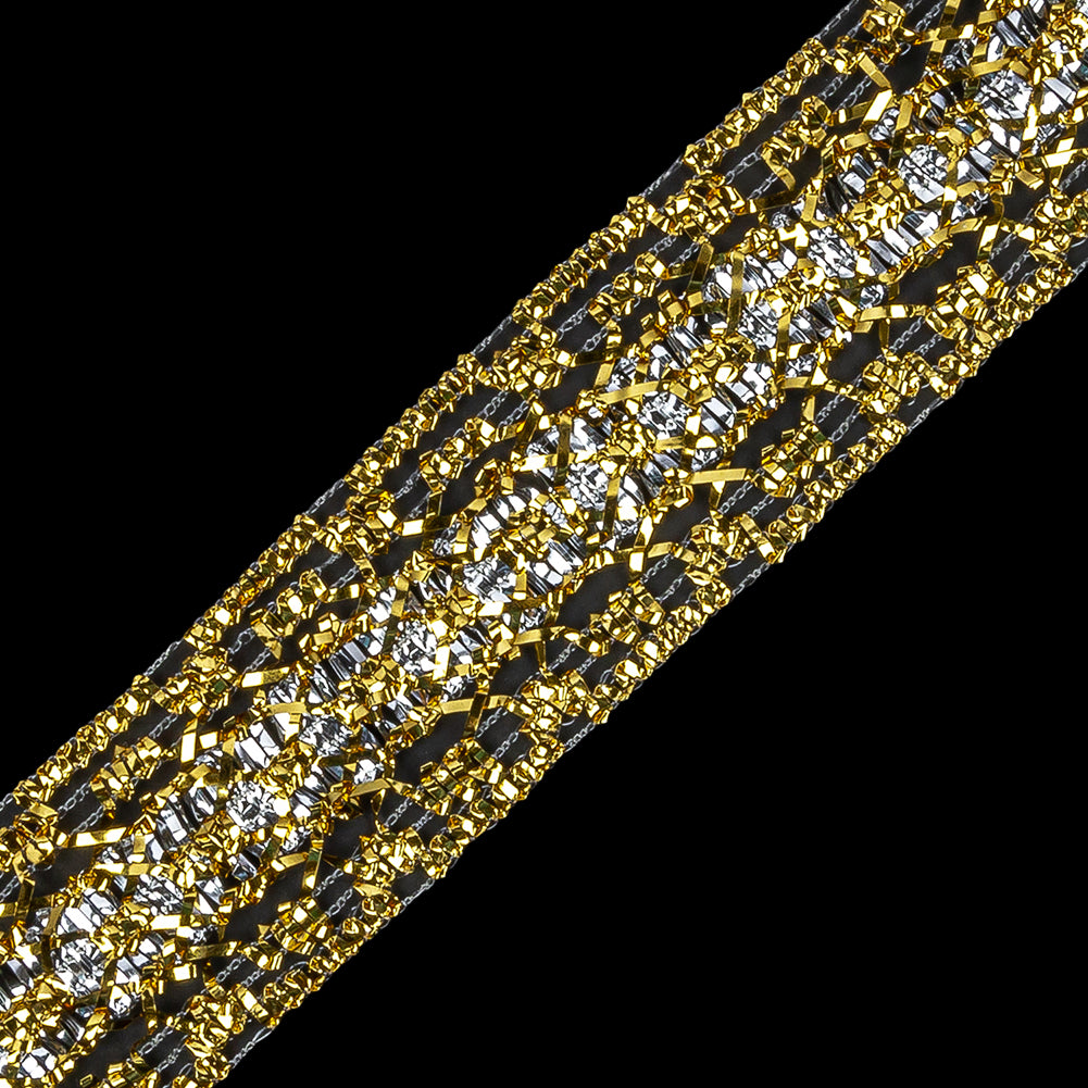 1&amp;quot; Silver Gold Metallic Braid - Detail