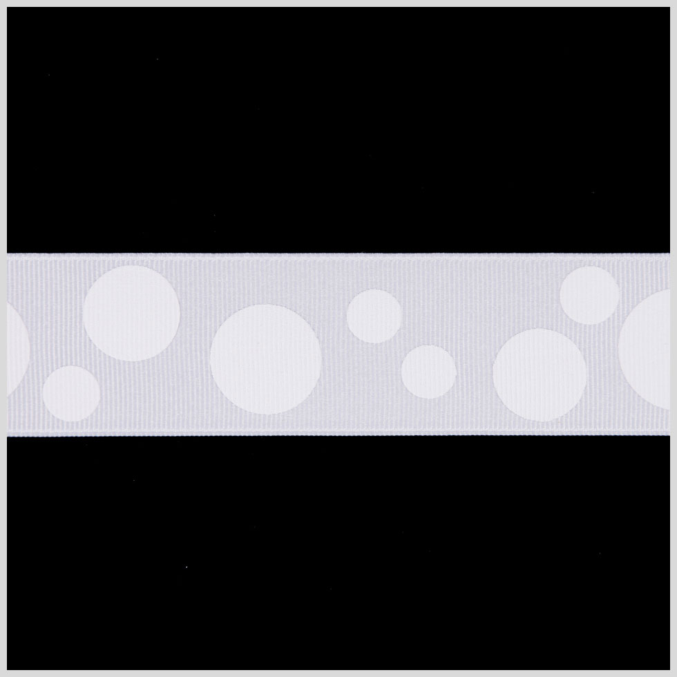 1.5" Millennium Silver Polka Dot Grosgrain Ribbon