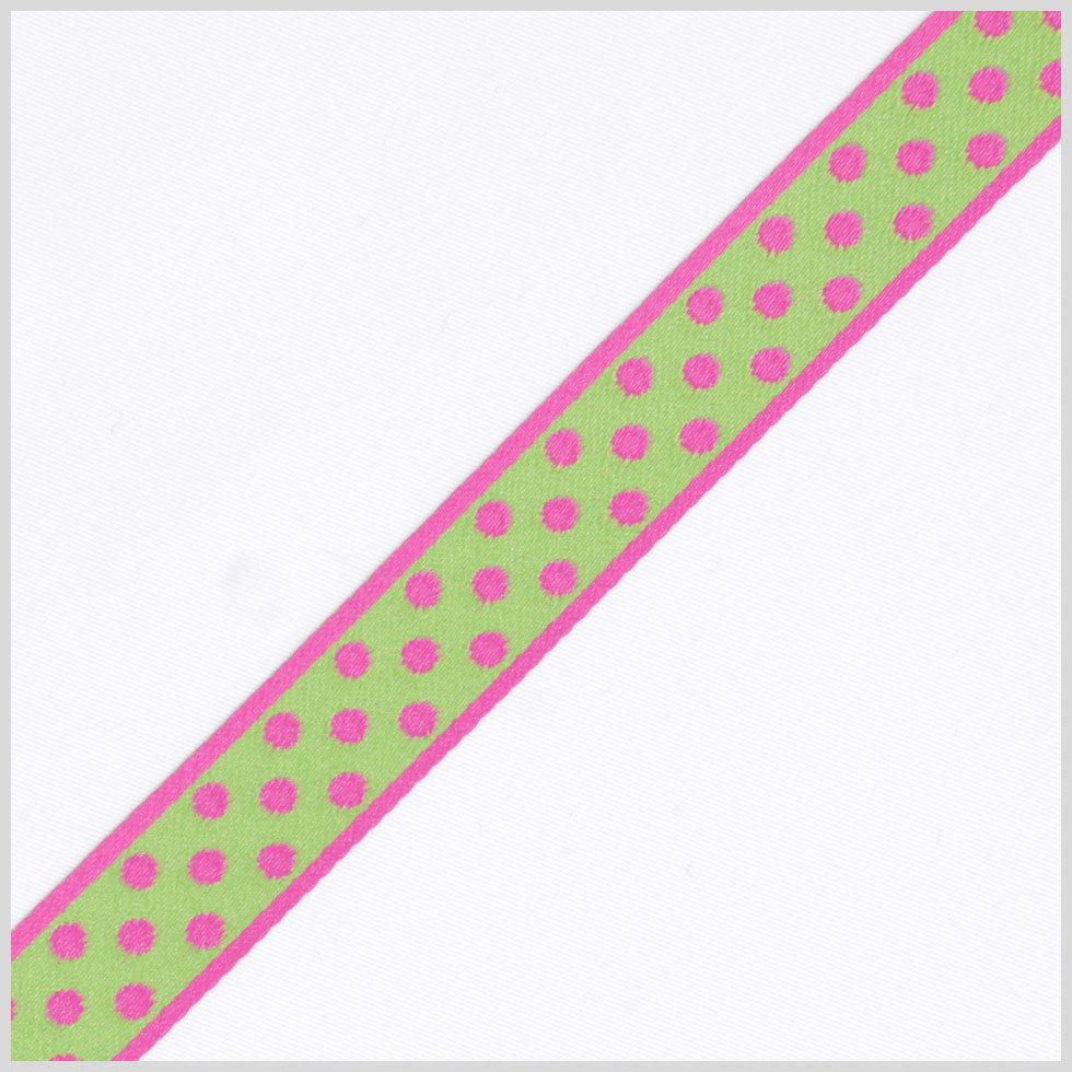 3/4 Hot Pink/Green French Jacquard Ribbon