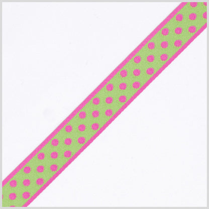 3/4 Hot Pink/Green French Jacquard Ribbon