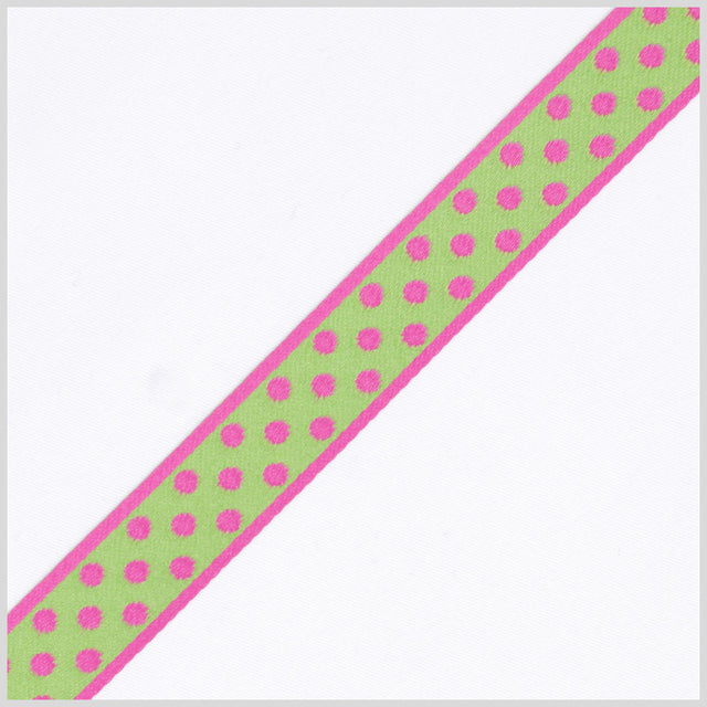 3/4 Hot Pink/Green French Jacquard Ribbon