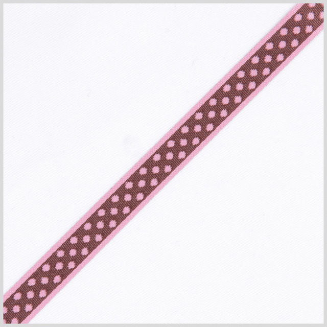 1/2" Pink/Brown French Jacquard Ribbon