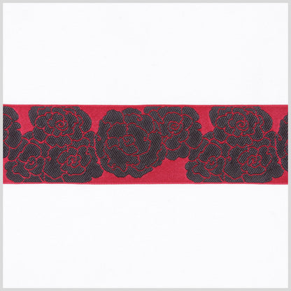Red Black French Jacquard Ribbon