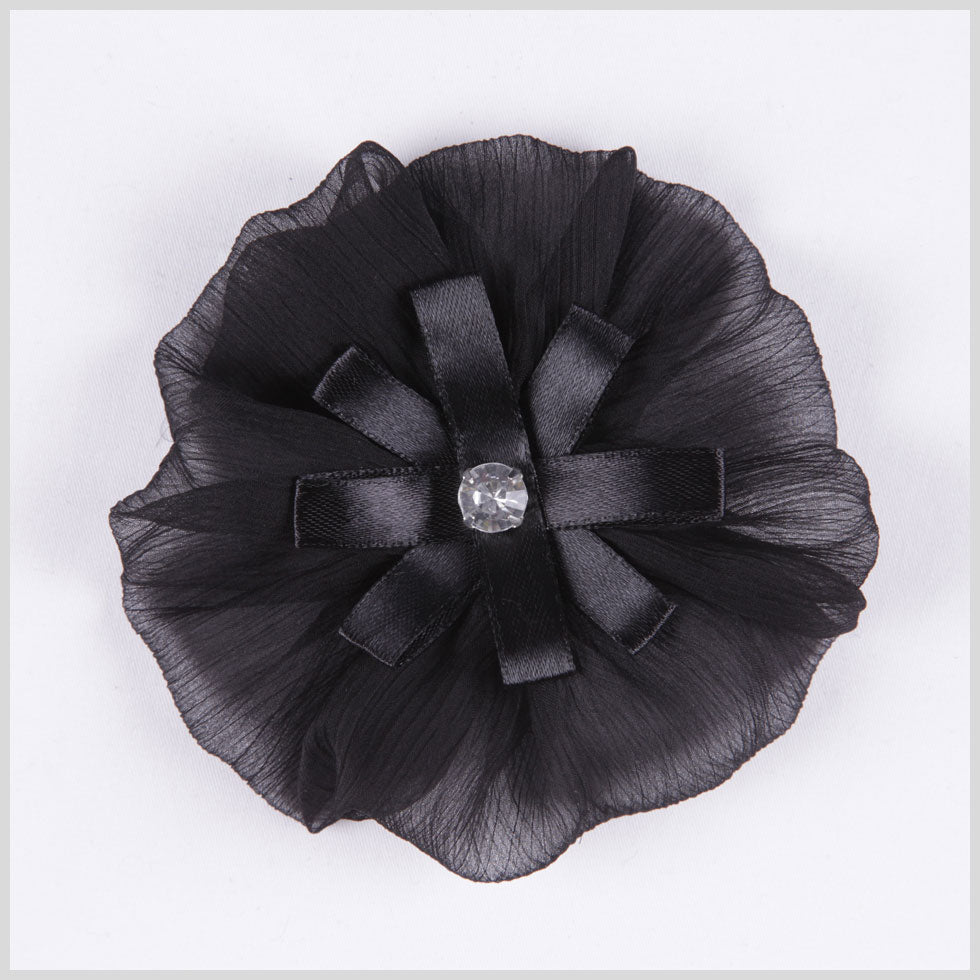 Black Organza Flower Pin