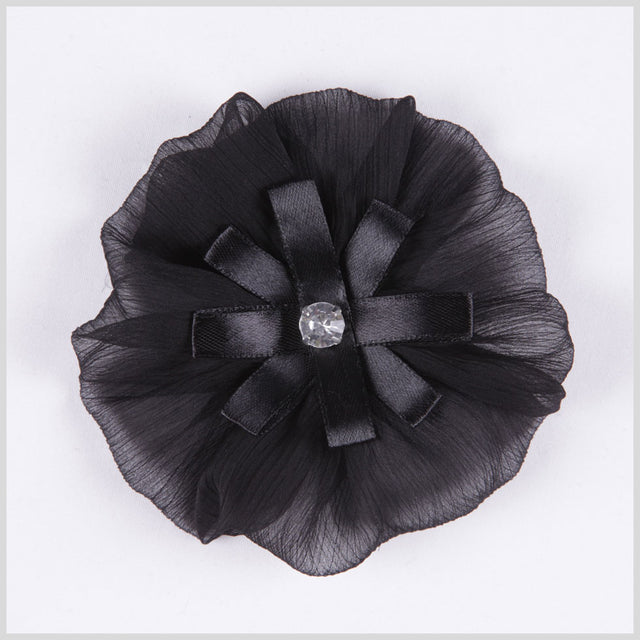 Black Organza Flower Pin