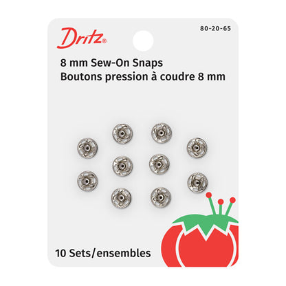 Dritz Sew-On Snaps - Nickel - Size 2/0, 10 Sets