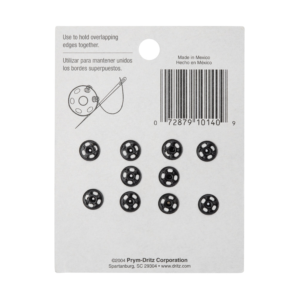 Dritz Sew On Snaps Size 1/0 - Black, 10ct