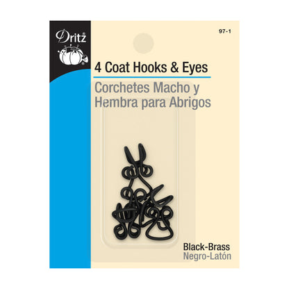 Dritz Coat Hooks & Eyes - Black - 4 Sets