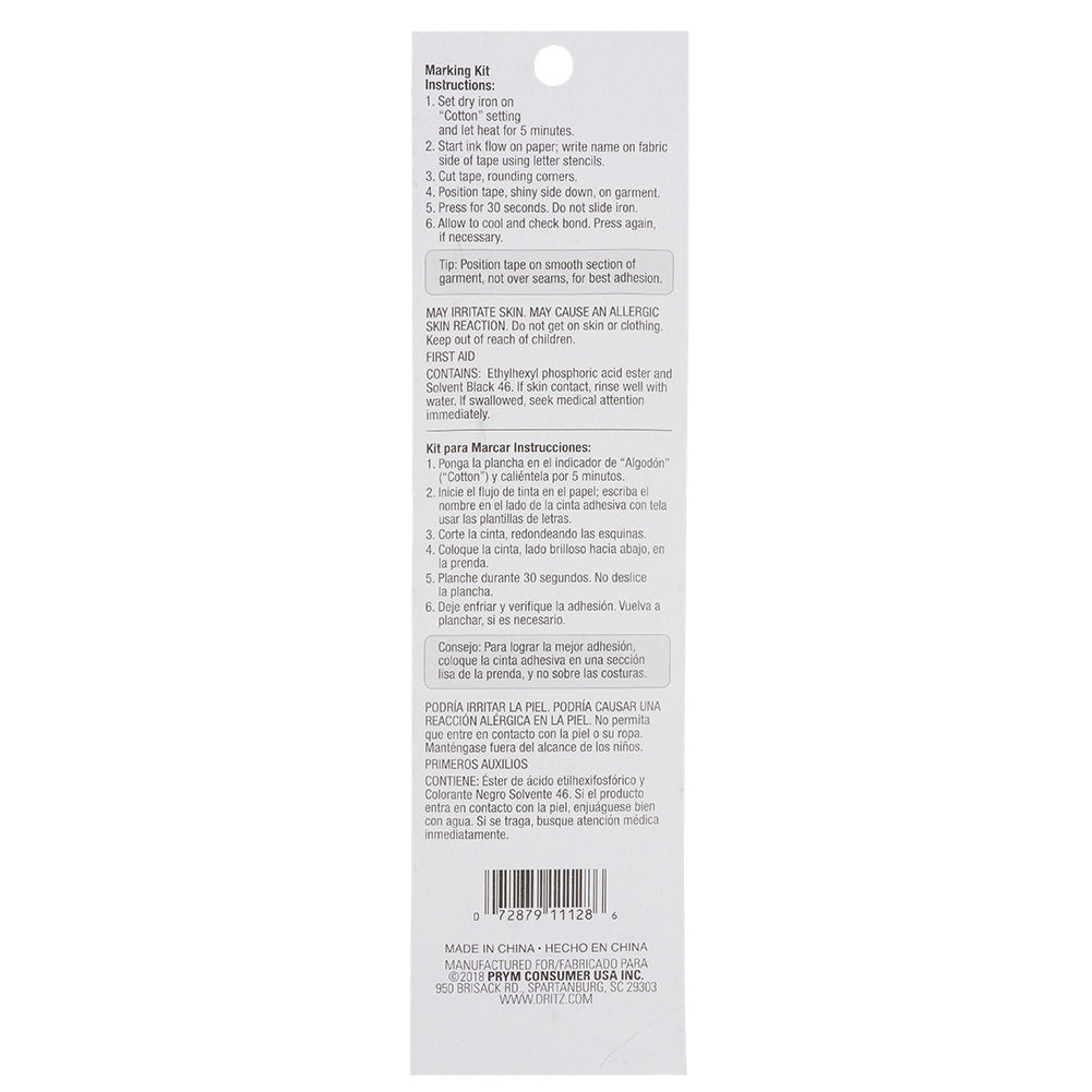 Dritz Iron-On Laundry Marking Kit - Detail