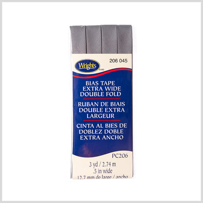 Wrights Light Gray 1/2" Extra Wide Double Fold Bias Tape