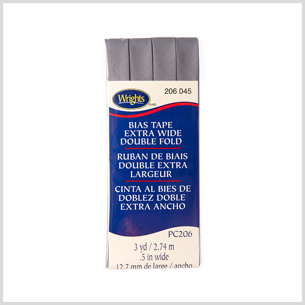 Wrights Light Gray 1/2" Extra Wide Double Fold Bias Tape
