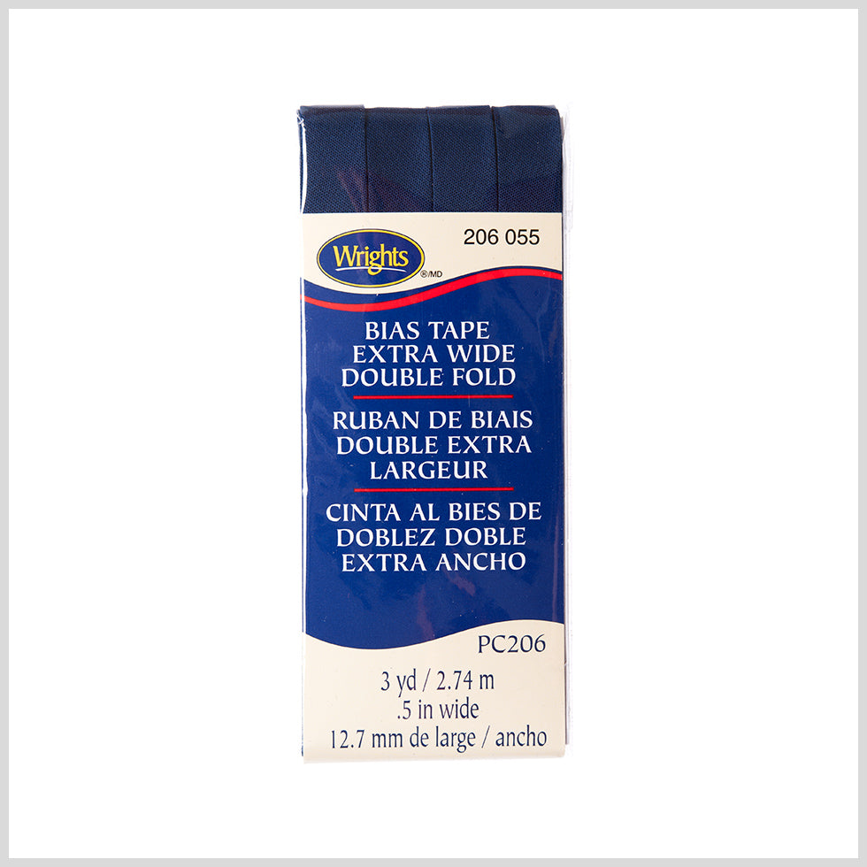 Wrights Navy 1/2" Extra Wide Double Fold Bias Tape