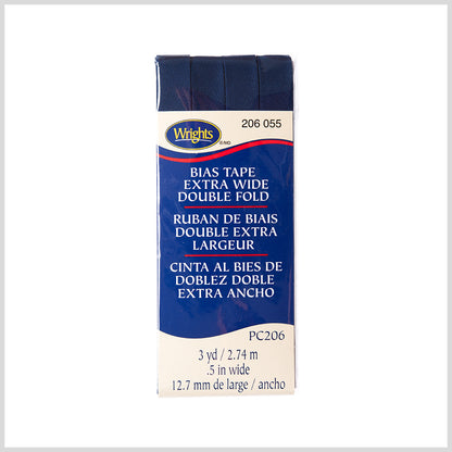 Wrights Navy 1/2" Extra Wide Double Fold Bias Tape