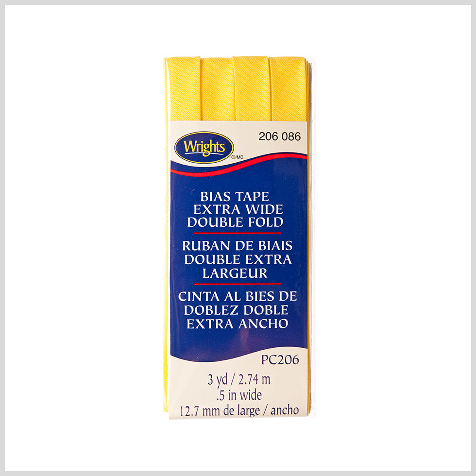 Wrights Canary 1/2" Extra Wide Double Fold Bias Tape