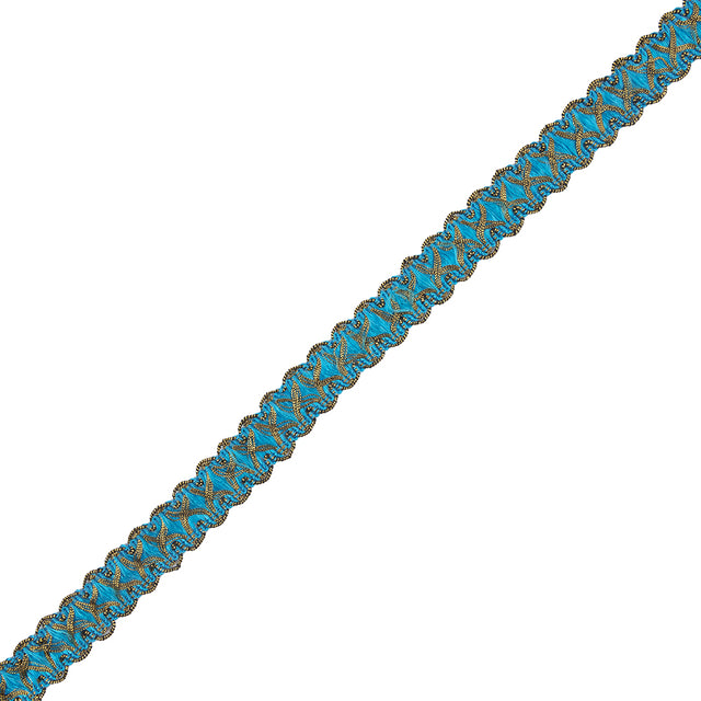 Turquoise/Gold Metallic Braid