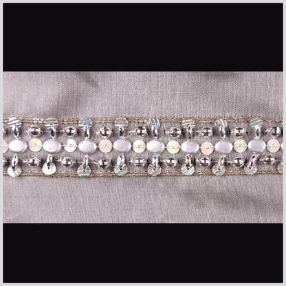 White Silver Silk Sequin Beaded Trim