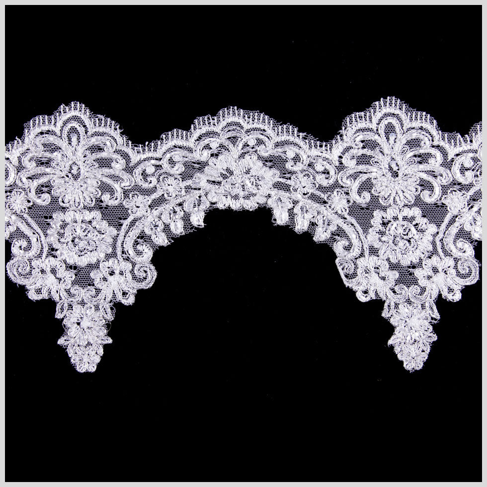 7" White/Silver Bridal Beaded Lace