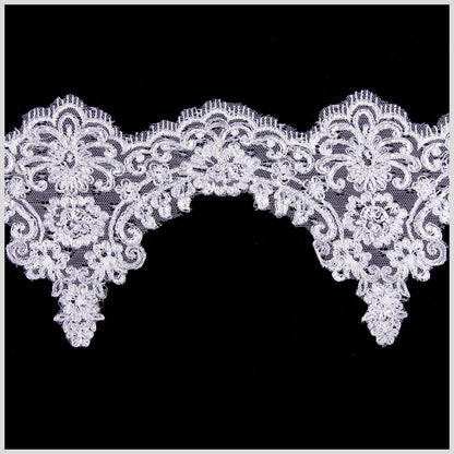 7" White/Silver Bridal Beaded Lace
