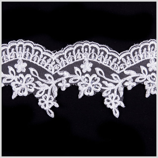 3.25" White Bridal Beaded Lace