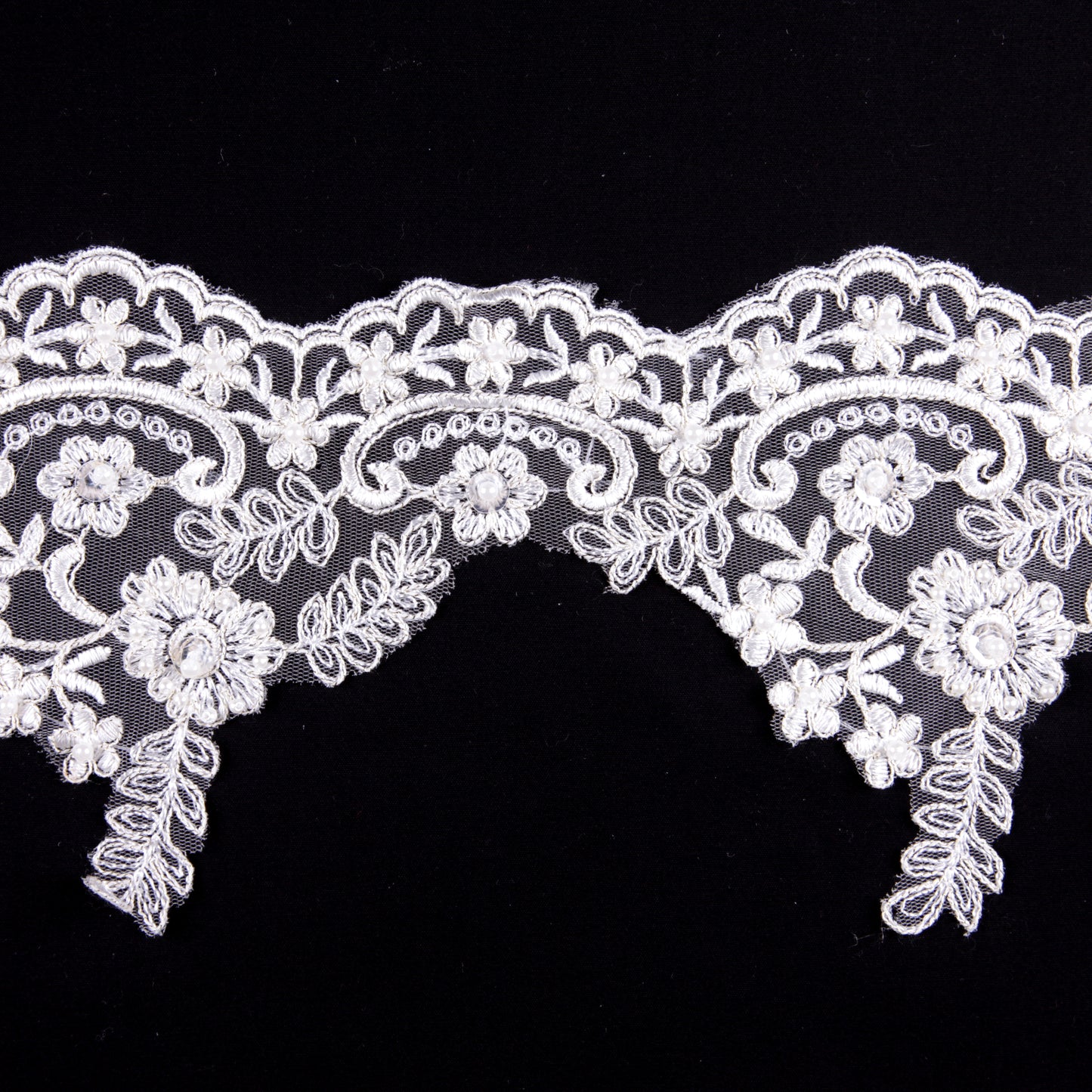 Off-White / Gold Beaded Lace