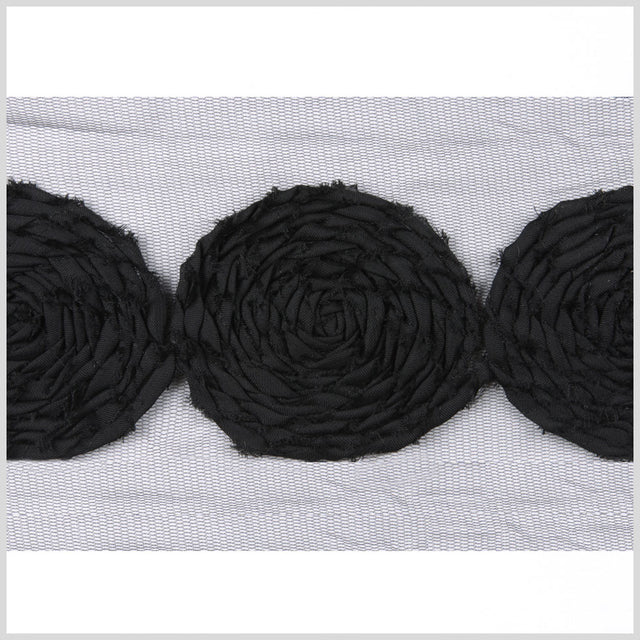 3" Black Floral Lace