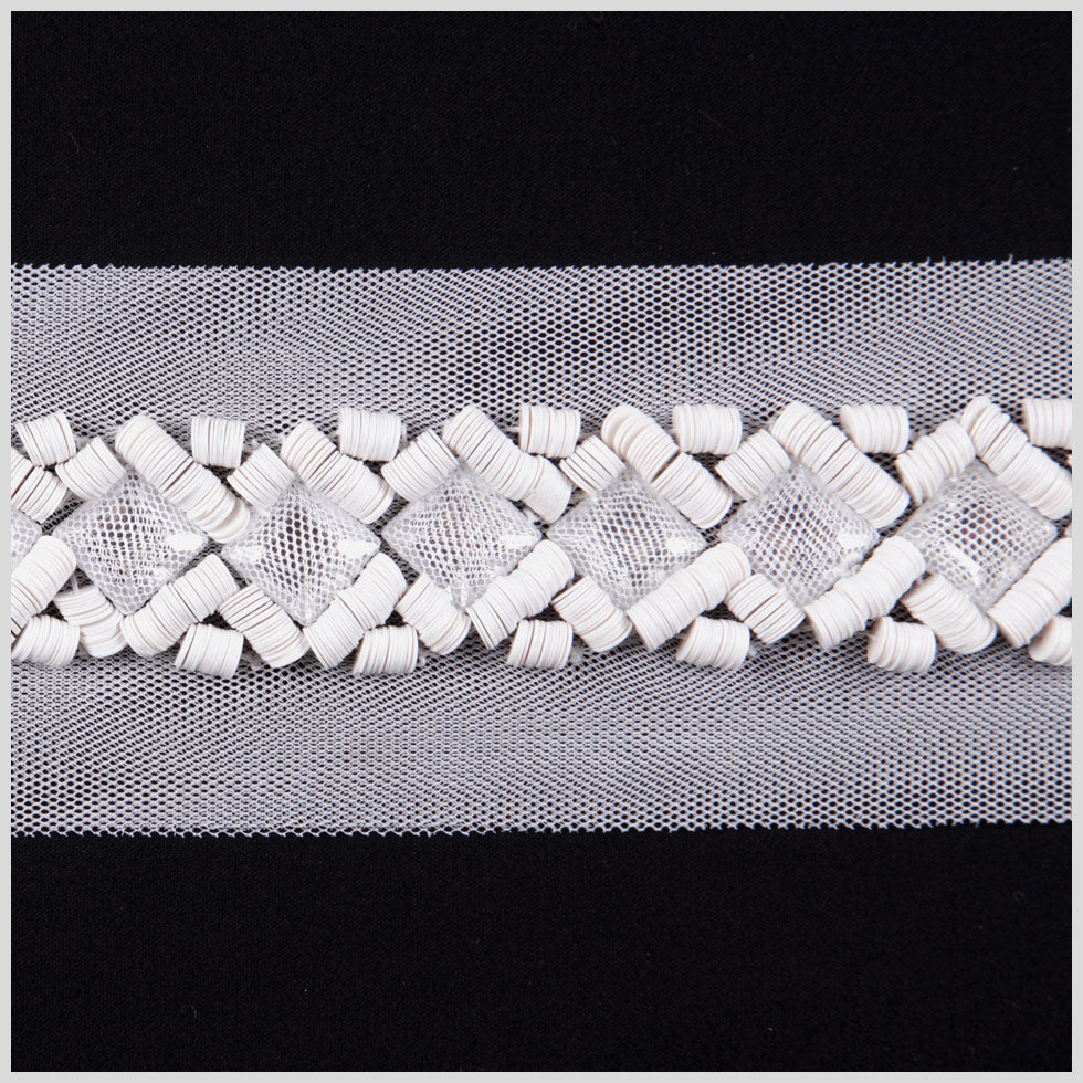 White Beaded Sequin Trim
