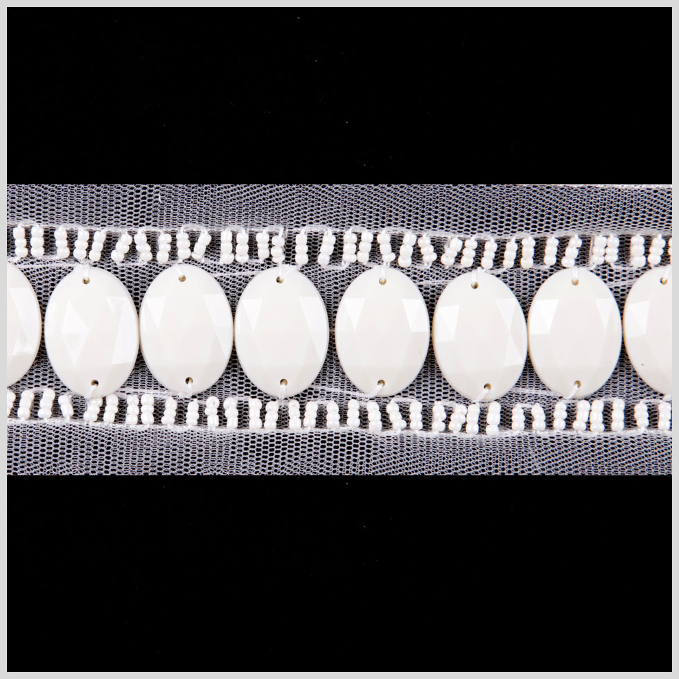 1.625 Beige Beaded Sequin Trim