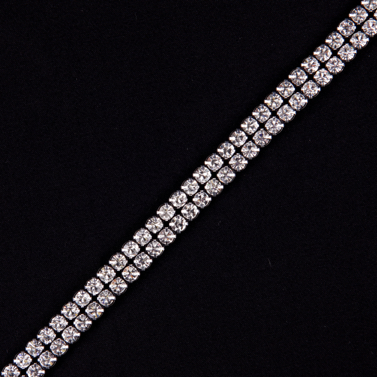 Crystal Silver Plated on White Net Metal & Czech Rhinestone