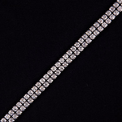 Crystal Silver Plated on White Net Metal & Czech Rhinestone