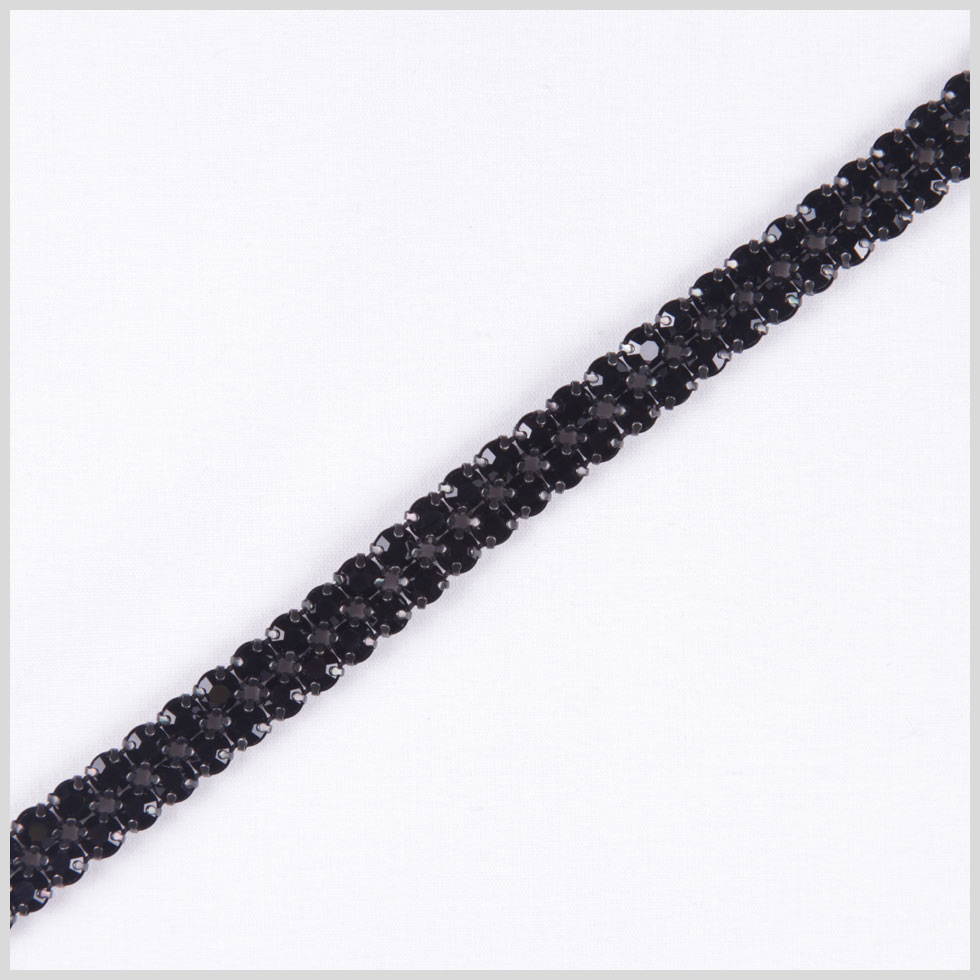 Black/Black Plated Metal &amp; Czech Rhinestone