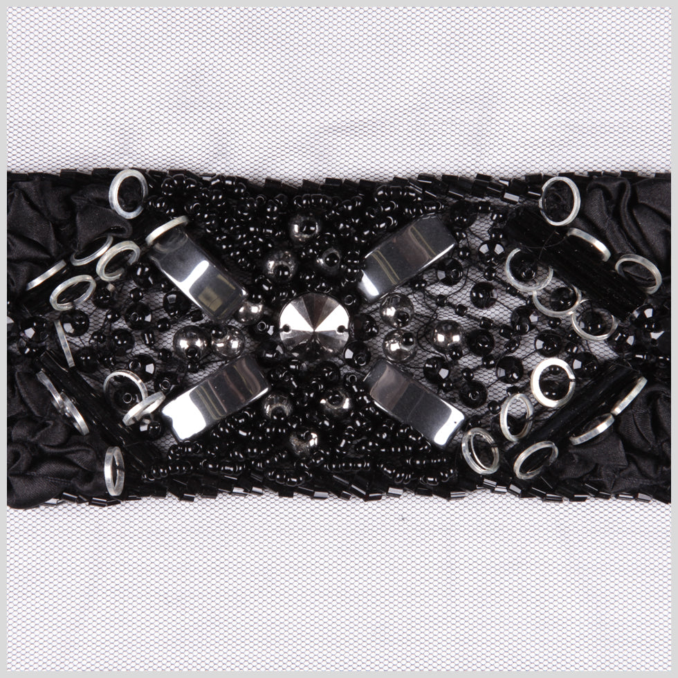 Black/Silver/Gunmetal Fancy Beaded Trim