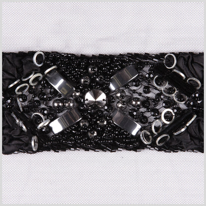 Black/Silver/Gunmetal Fancy Beaded Trim