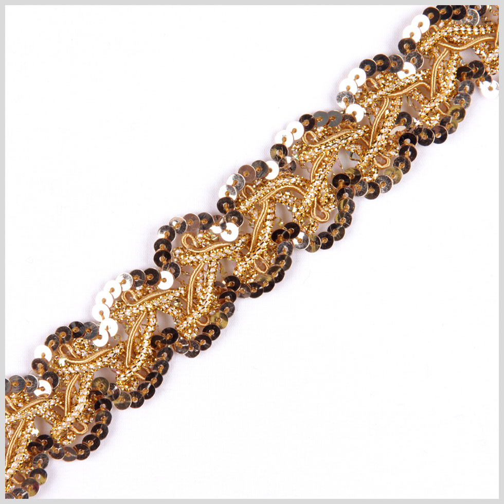 Antique Gold/White Gold Fancy Sequin Trim