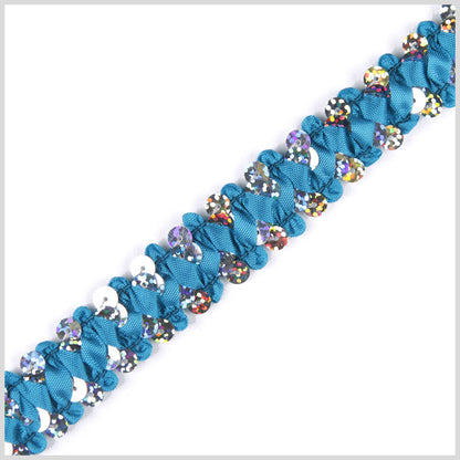Silver/Turquoise Stretch Sequin