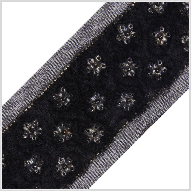 Black/Gunmetal Fancy Beaded Trim
