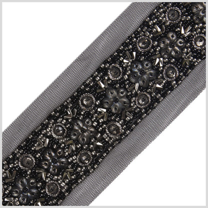 Black/Silver/Gunmetal Fancy Beaded Trim