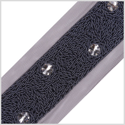 Gunmetal Fancy Beaded Trim